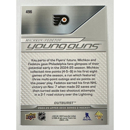 2024-25 Upper Deck Series 2 Michkov / Fedetov Young Guns Teammates Outburst