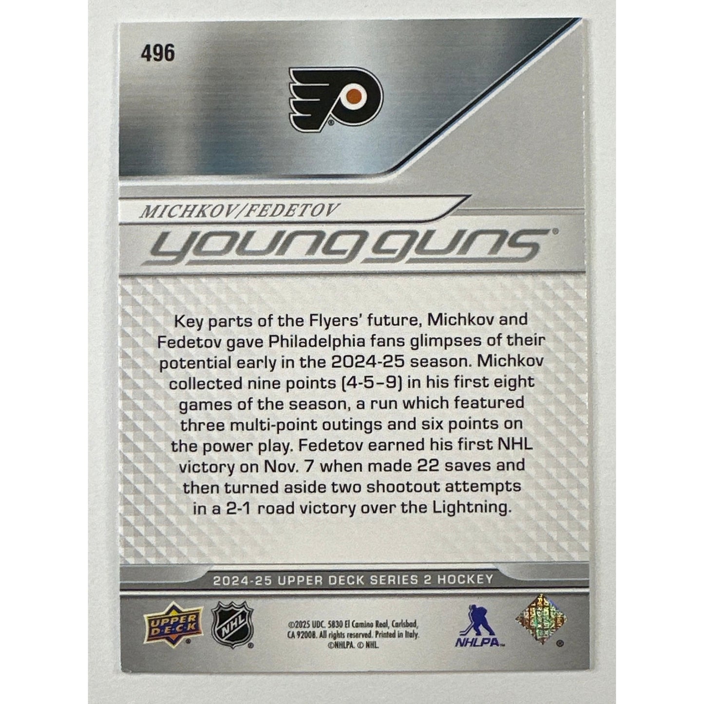 2024-25 Upper Deck Series 2 Michkov / Fedetov Young Guns Teammates
