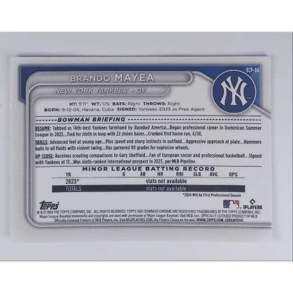 2024 Topps Bowman Chrome Brando Mayea Lunar Green