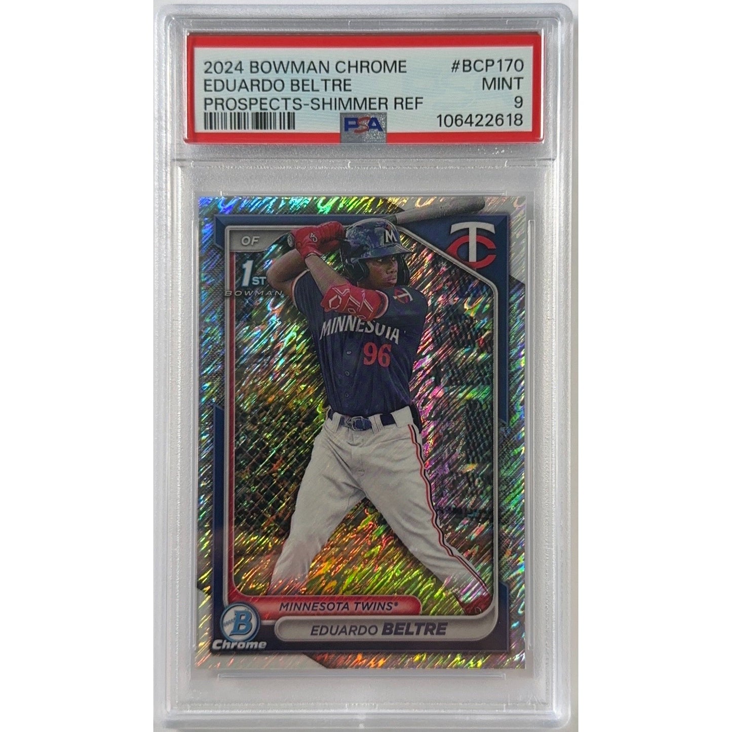 2024 Bowman Chrome Eduardo Beltre Bowman 1st Prospects Shimmer Refractor PSA 9 MINT