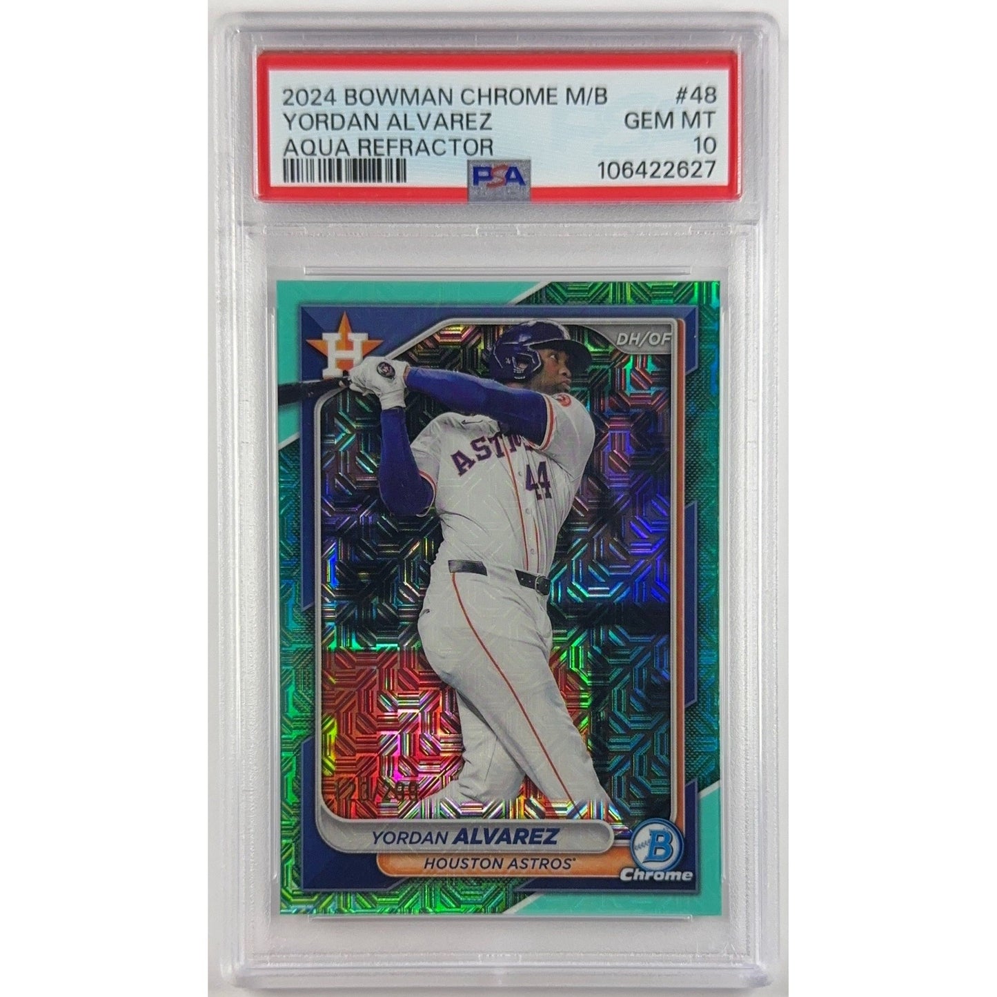 2024 Bowman Chrome Yordan Alvarez M/B Aqua Refractor /299 PSA 10 GEM MINT