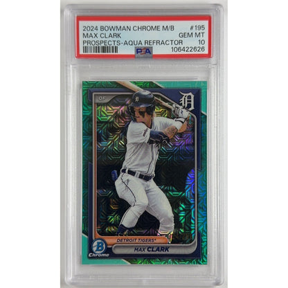 2024 Bowman Chrome Max Clark M/B Prospects Aqua Refractor 024/299 PSA 10 GEM MINT