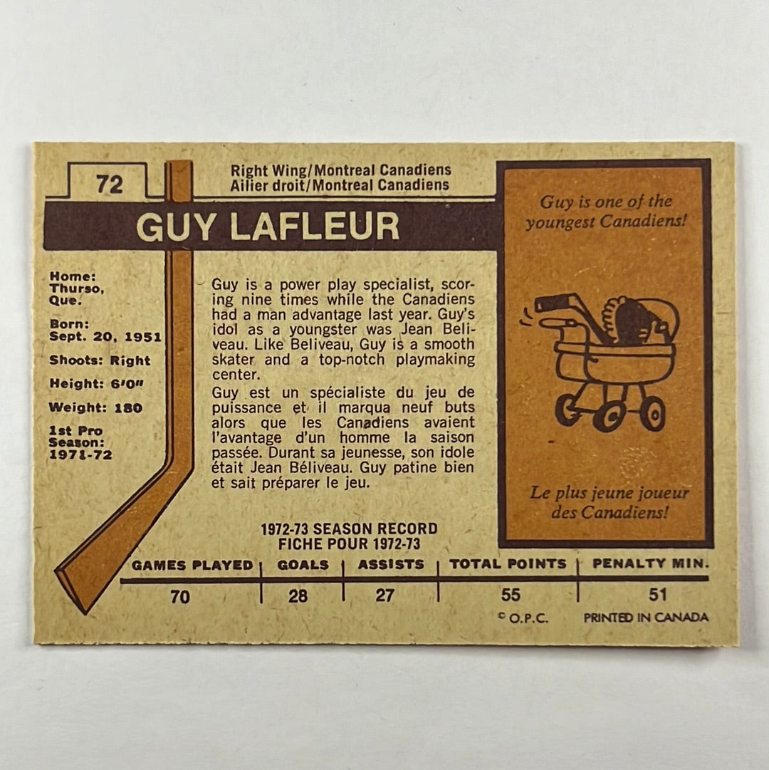 1973-74 O-Pee-Chee Guy Lafleur #72