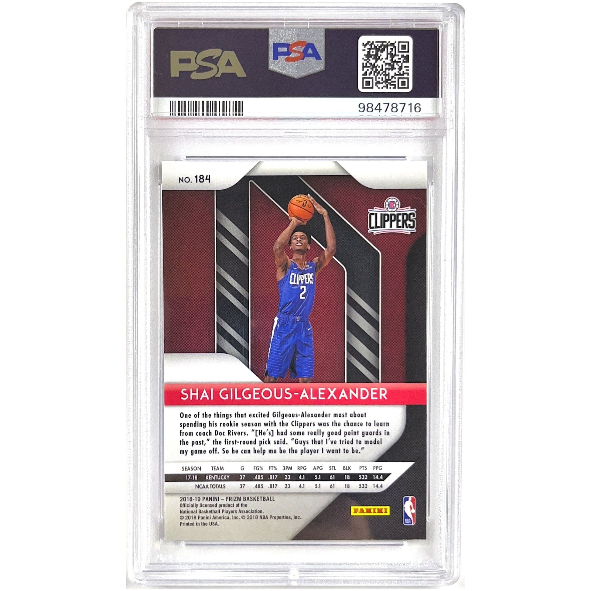 2018-19 Prizm Shai Gilgeous-Alexander RC PSA 10 GEM MINT | Local Legends Cards & Collectibles