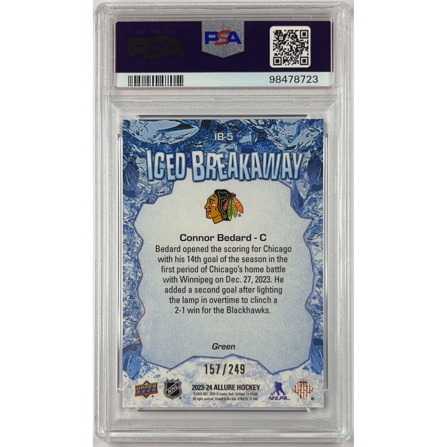 2023-24 Allure Connor Bedard Iced Breakaway /249 PSA 9 MINT