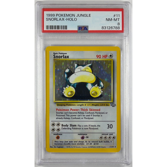 Snorlax Holo Rare 11/64 PSA 8 NEAR MINT - MINT