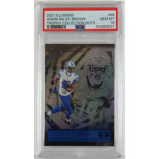 2021 Illusions Amon-Ra St. Brown Trophy Collection Dots RC PSA 10 GEM MINT