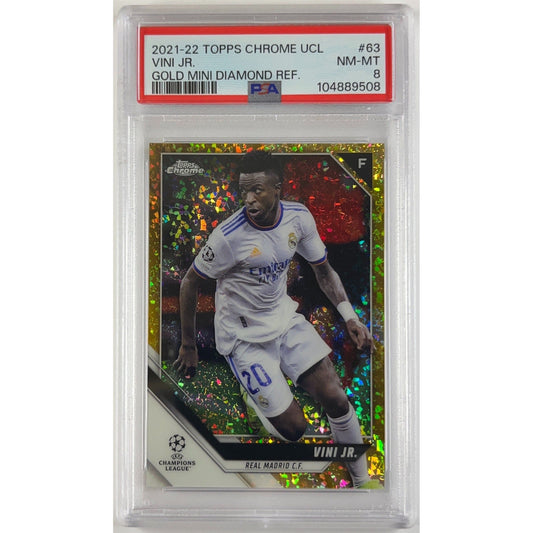2021-22 Topps Chrome UEFA Champions League Vini Jr. Gold Mini Diamond Refractor PSA 8 NM-MT
