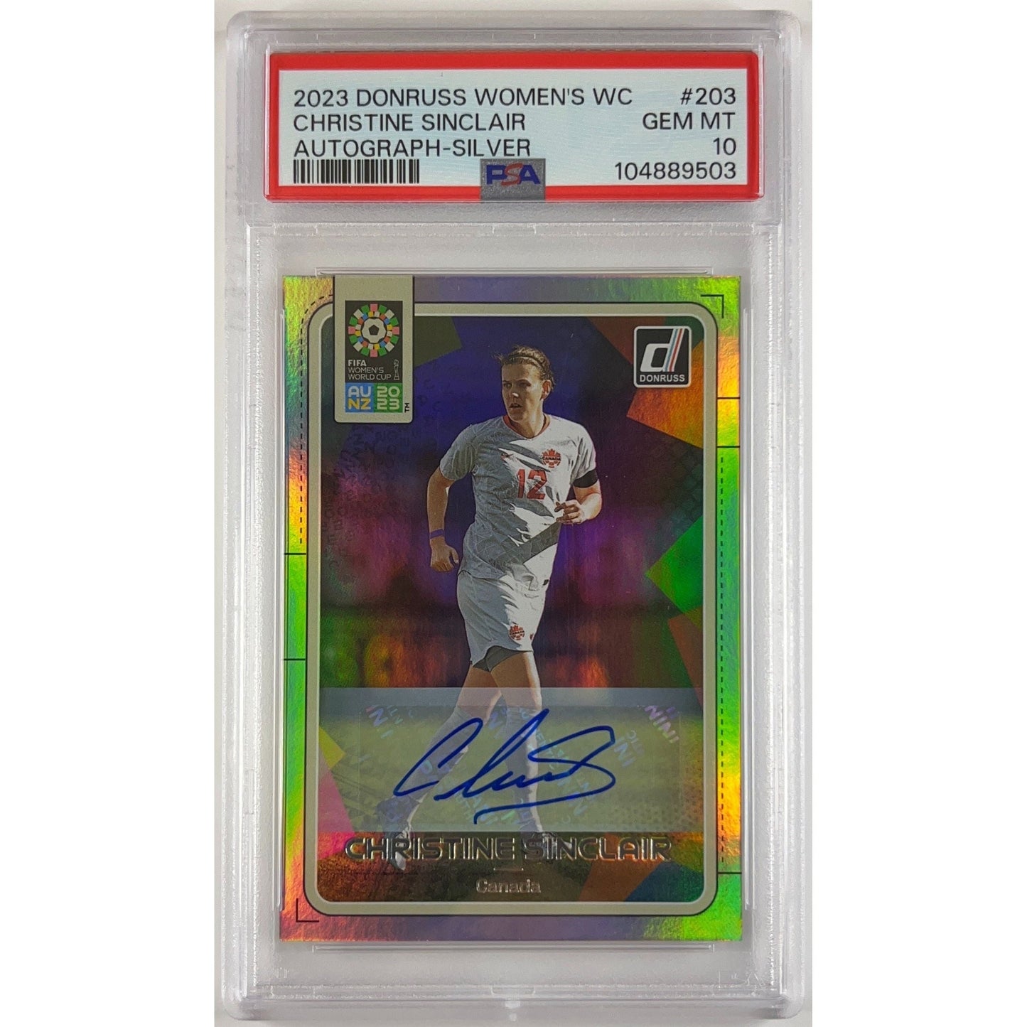 2023 Donruss Women’s World Cup Christine Sinclair Silver Holo Auto PSA 10 GEM MINT