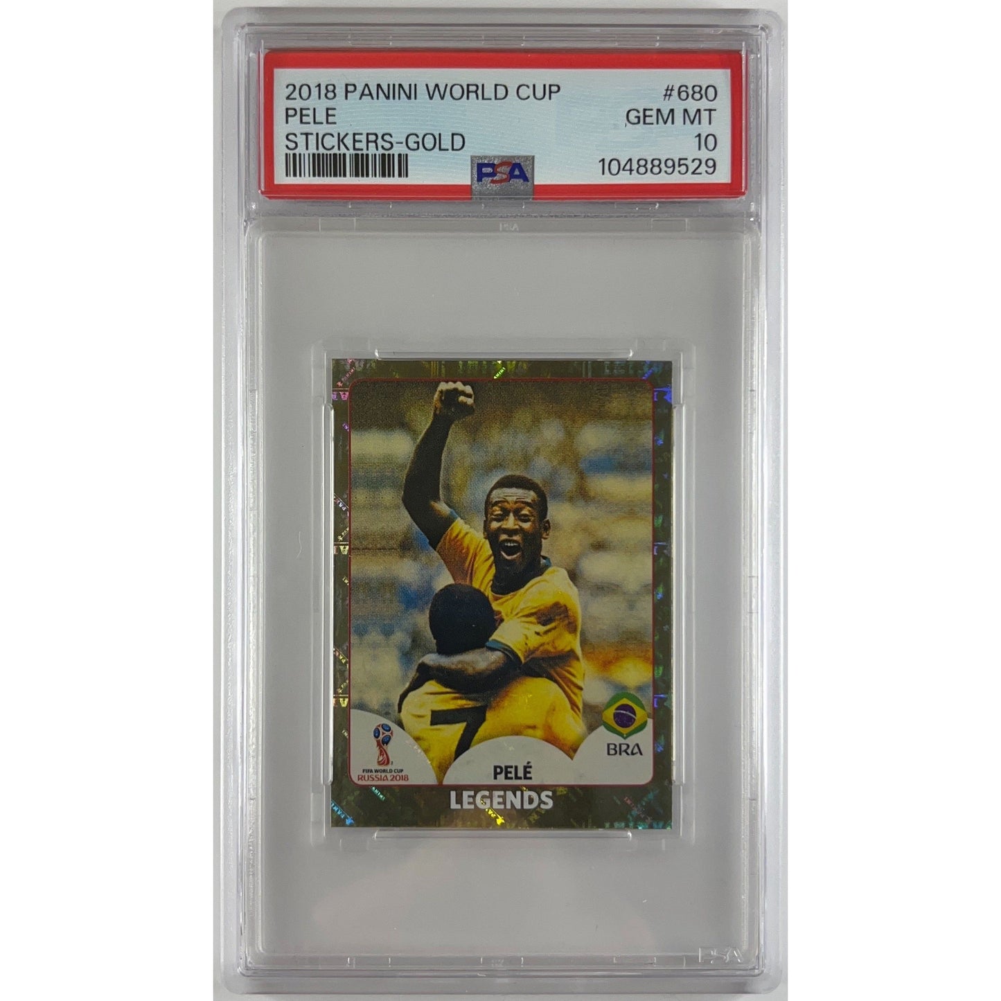 2018 Panini World Cup Pele Gold Holo Sticker PSA 10 GEM MINT