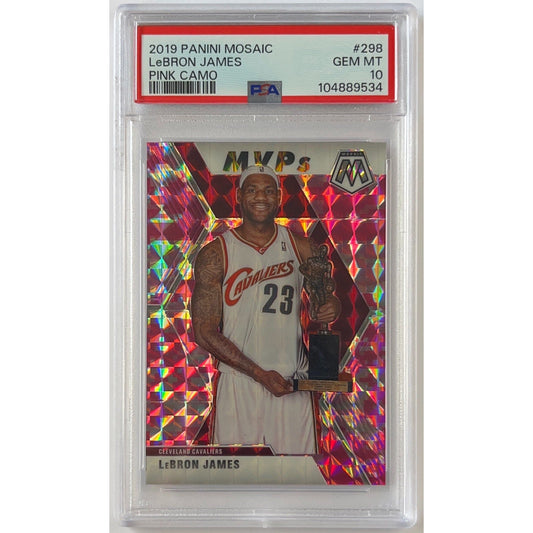 2019-20 Panini Mosaic LeBron James Pink Camo MVP’s PSA 10 GEM MINT