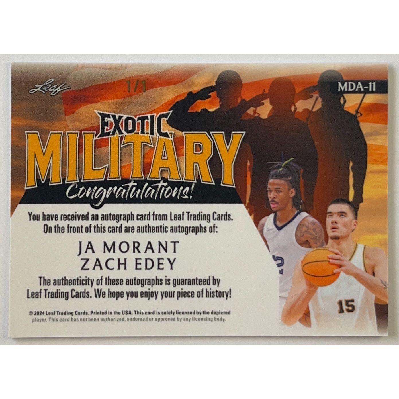 Leaf Exotic Ja Morant / Zach Edey Military Dual Auto 1/1