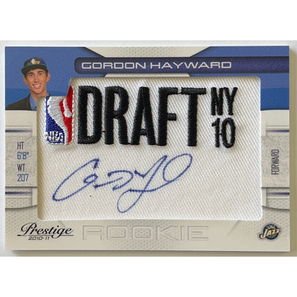 2010-11 Prestige Gordon Hayward Draft Day NY Rookie Auto Patch /299