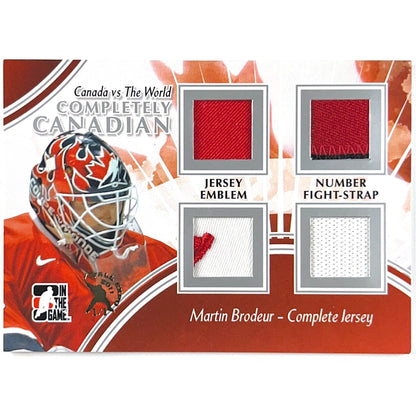 2010-11 In The Game Martin Brodeur Complete Jersey 1/1 Jersey, Emblem, Number, Fight-Strap Canada Vs The World Completely Canadian