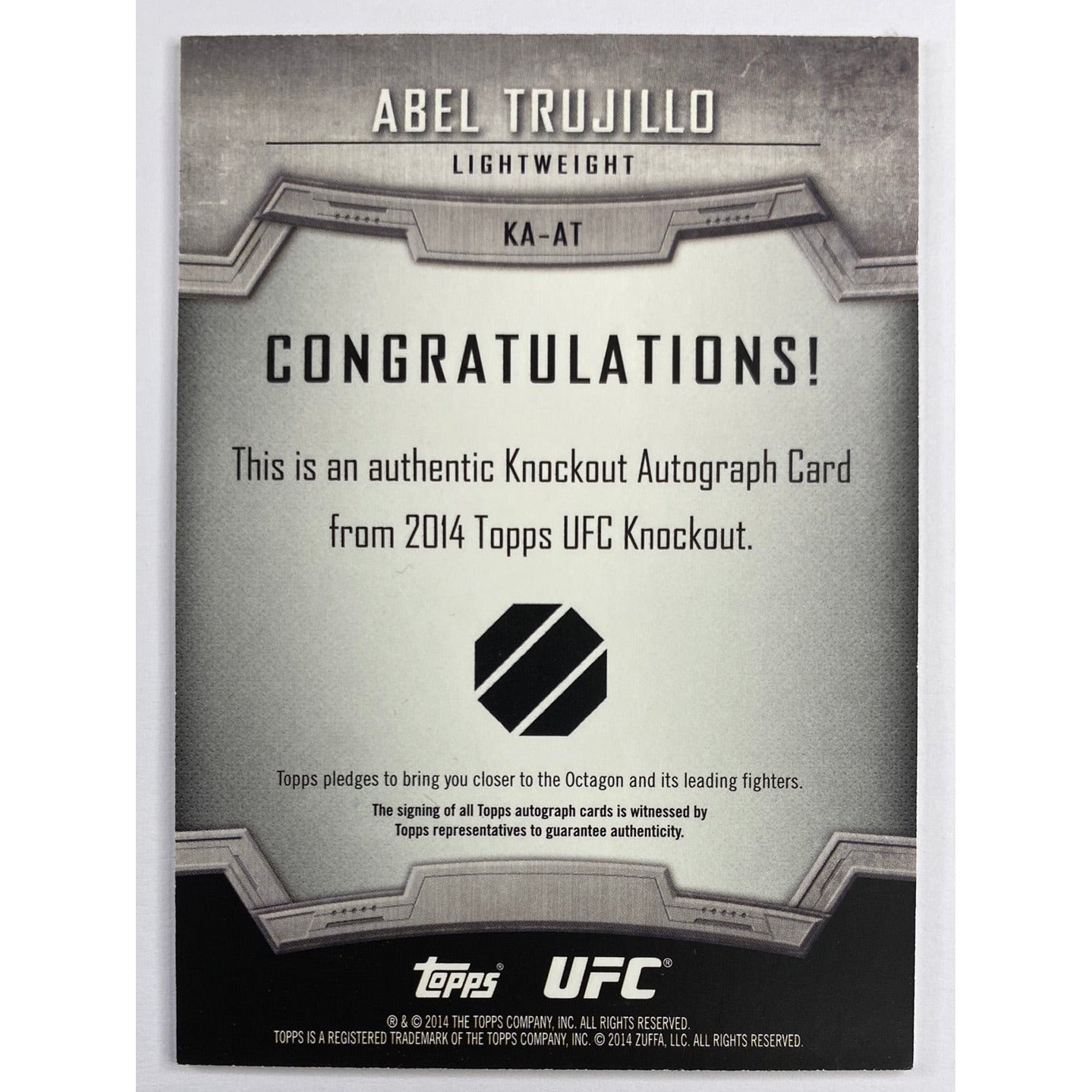 2014 Topps Knockout Abel Trujillo 1st Auto /149