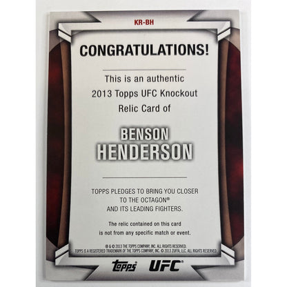 2013 Topps Knockout Benson Henderson Fighter Worn Relic /188