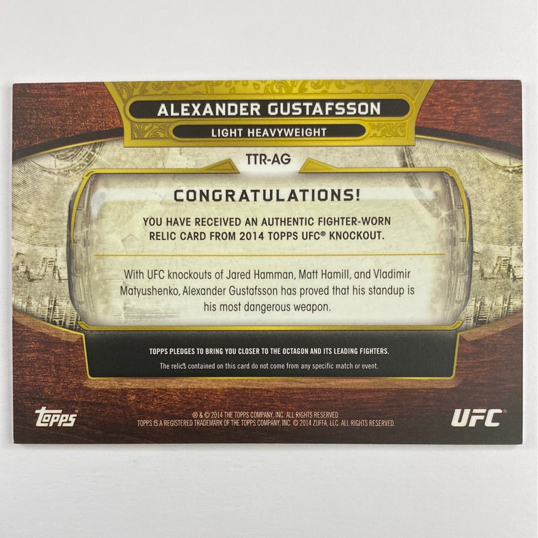 2014 Topps Knockout Alexander Gustafsson Amethyst Sluggin Swede Fighter Worn Relic /27