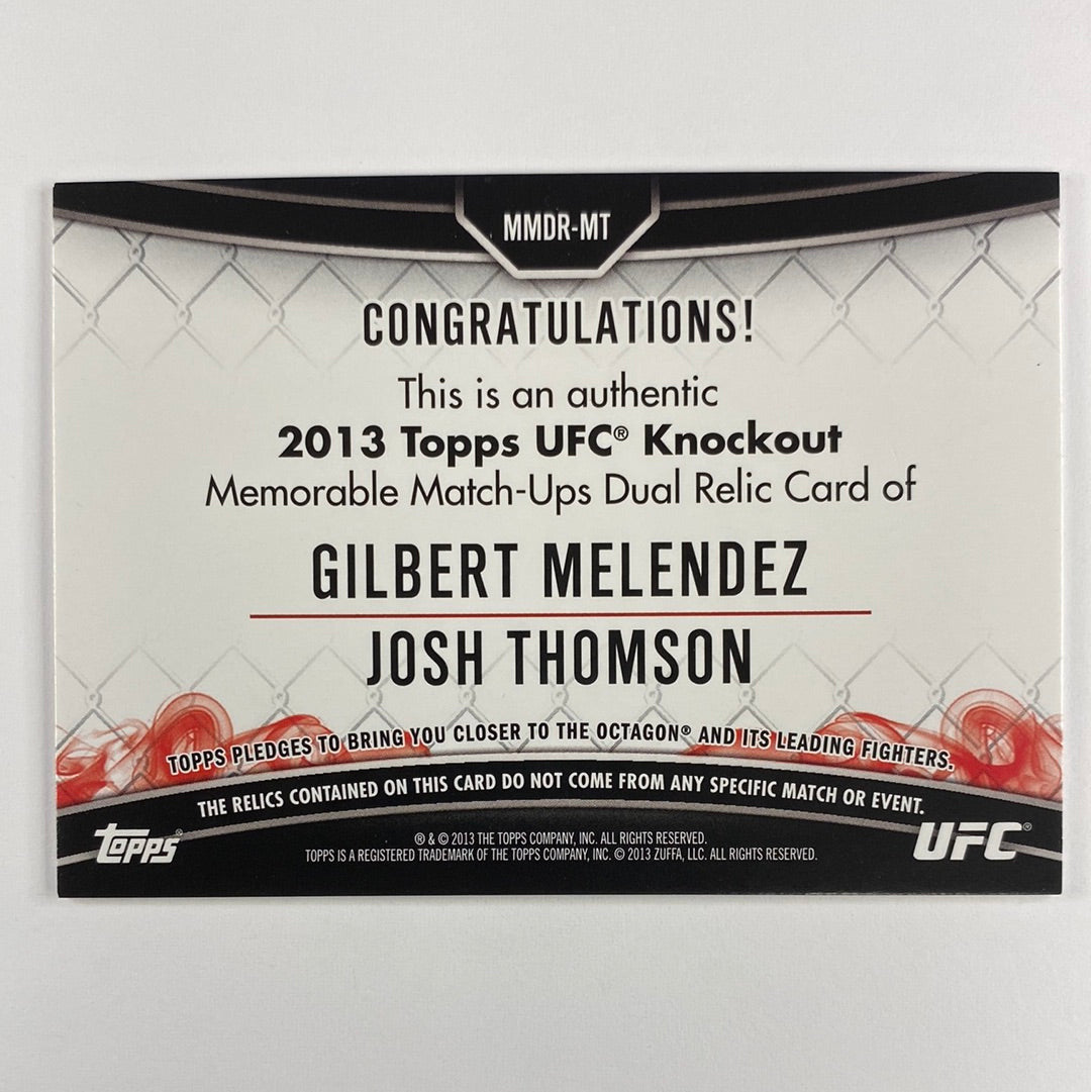 2013 Topps Knockout Gilbert Melendez / Josh Thomson Memorable Matchups /50