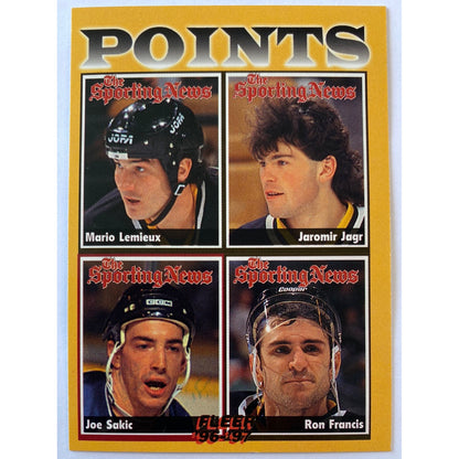 1996-97 Fleer Lemieux / Jagr / Sakic / Francis Points Leaders