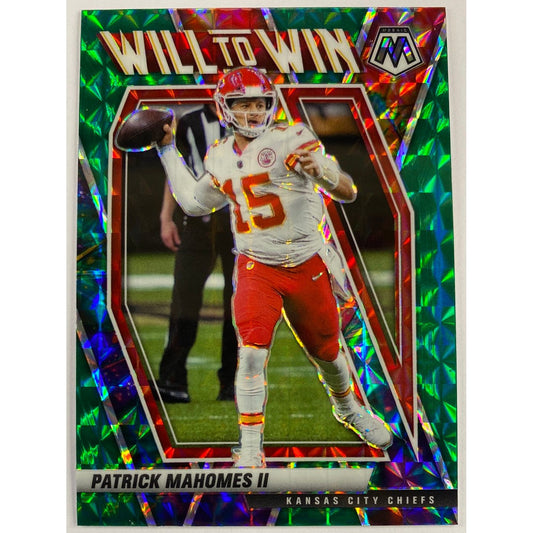 2021 Mosaic Patrick Mahomes ll Will to Win Green Mosaic Prizm