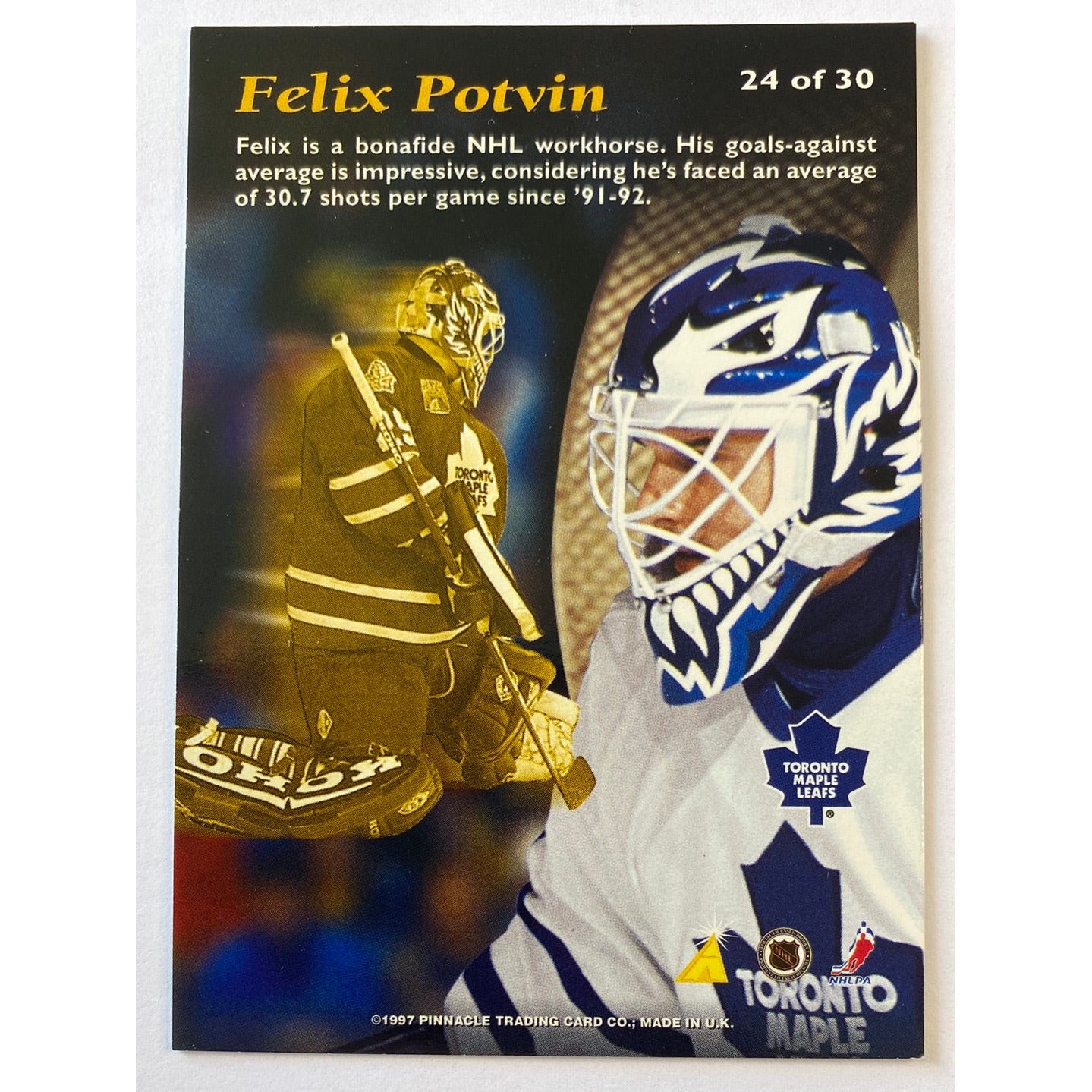 1997-98 Pinnacle Mint Collection Felix “The Cat” Potvin Gold Leafs Coin