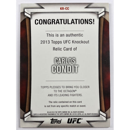 2013 Topps Knockout Carlos Condit Fighter Worn Relic /188