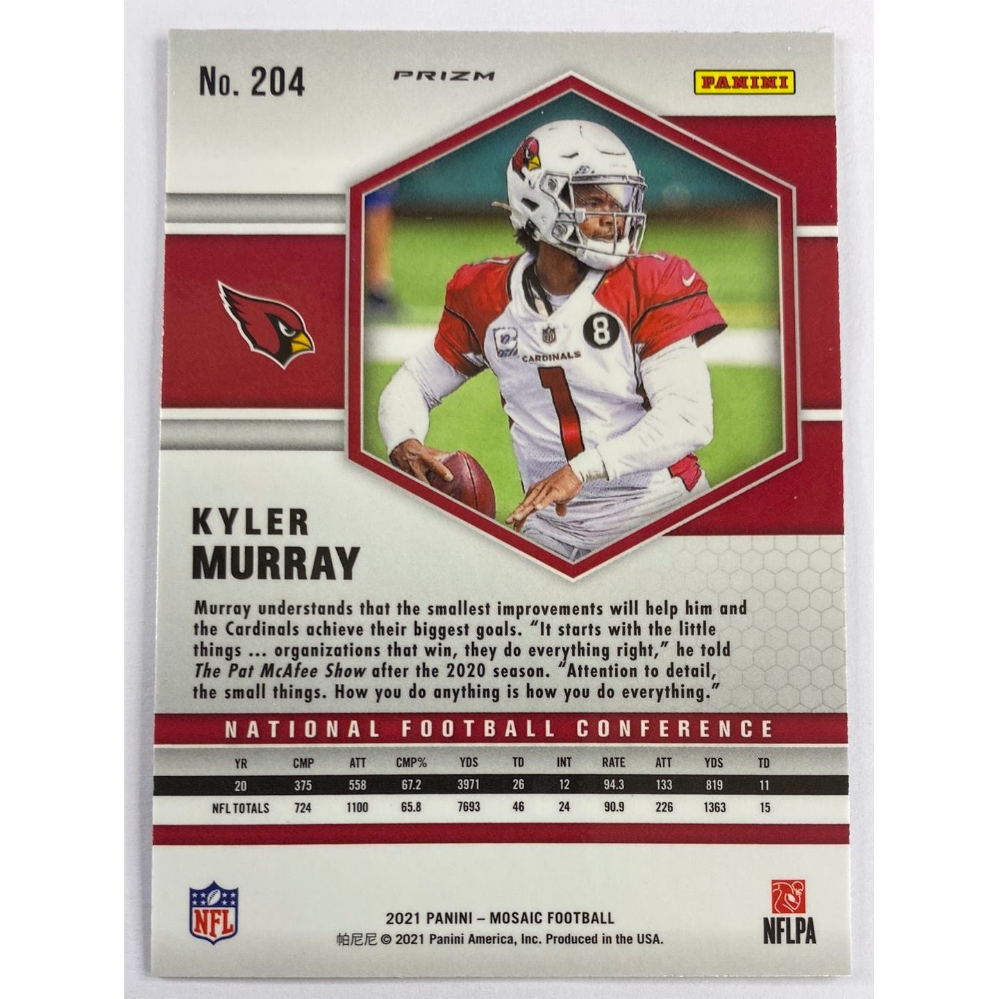 2021 Mosaic Kyler Murray Green Mosaic Prizm