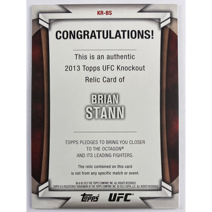 2013 Topps Knockout Brian Stann Fighter Worn Relic /188