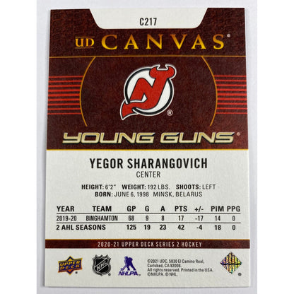 2020-21 Series 2 Yegor Sharangovich Young Guns Canvas