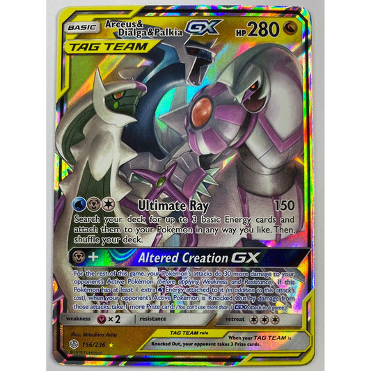 Tag Team Arceus Dialga Palkia GX Full Art Ultra Rare 156/236