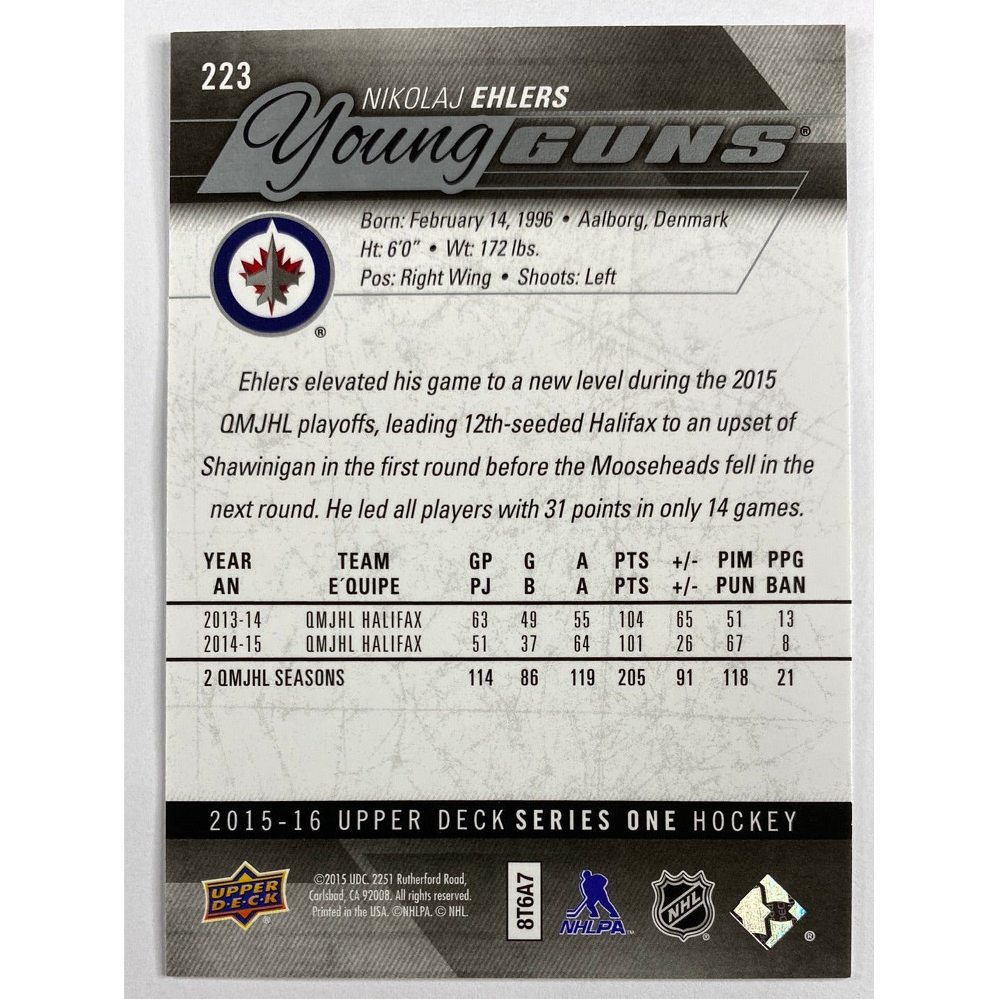 2015-16 Series 1 Nikolaj Ehlers Young Guns