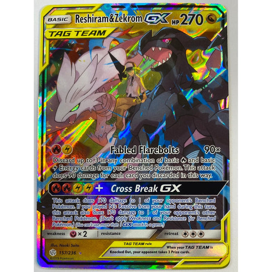 Tag Team Reshiram & Zekrom GX Full Art Ultra Rare 157/236