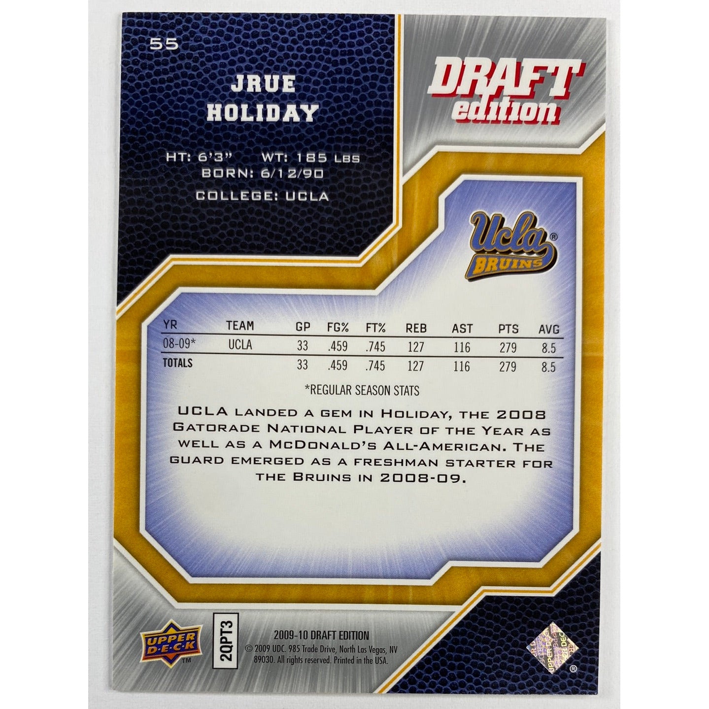 2009-10 Draft Day Jrue Holiday RC
