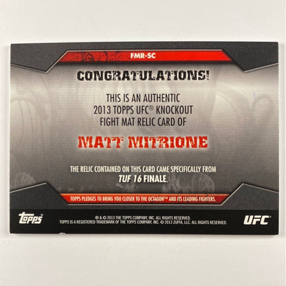 2013 Topps Knockout Matt “The Meathead” Mitrione Emerald TUF Finale Mat Relic /88