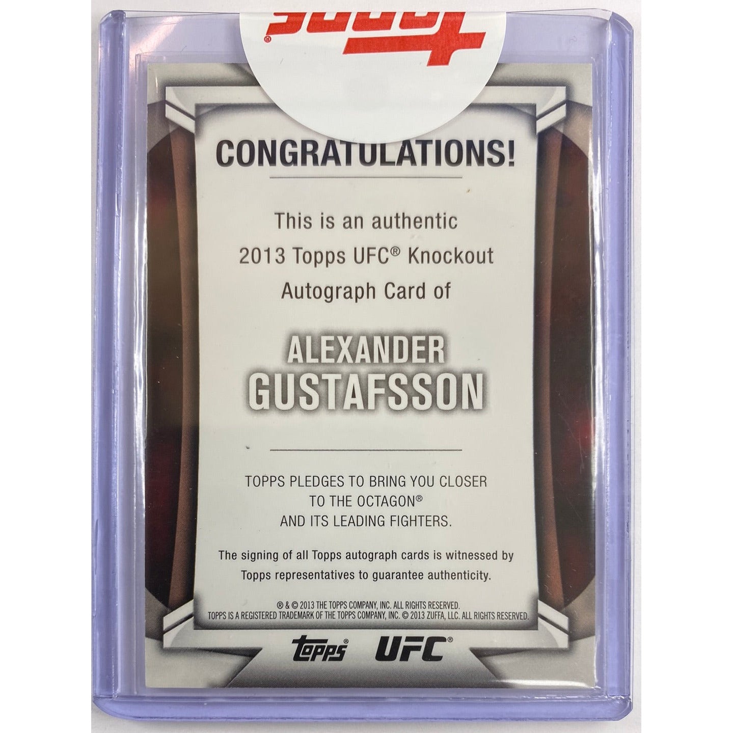 2013 Topps Bloodlines Alexander Gustafsson 1st Auto RC /209