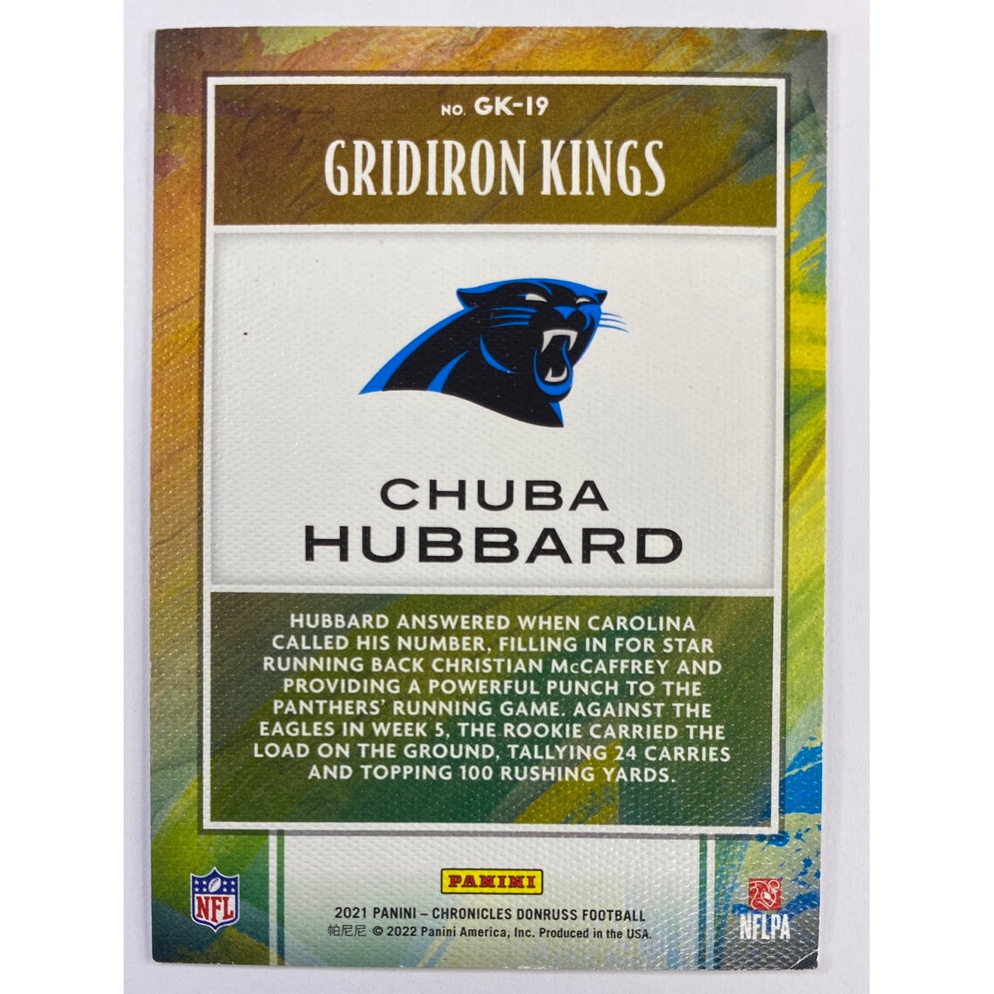 2021 Donruss Chuba Hubbard Gridiron Kings Pink