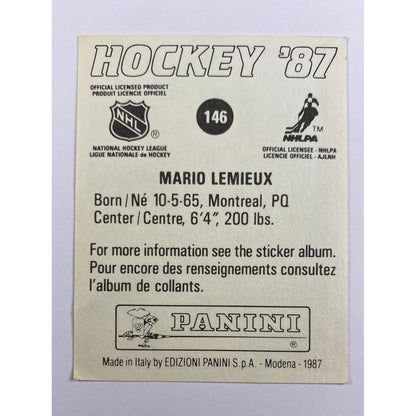 1987-88 Panini Mario Lemieux Sticker