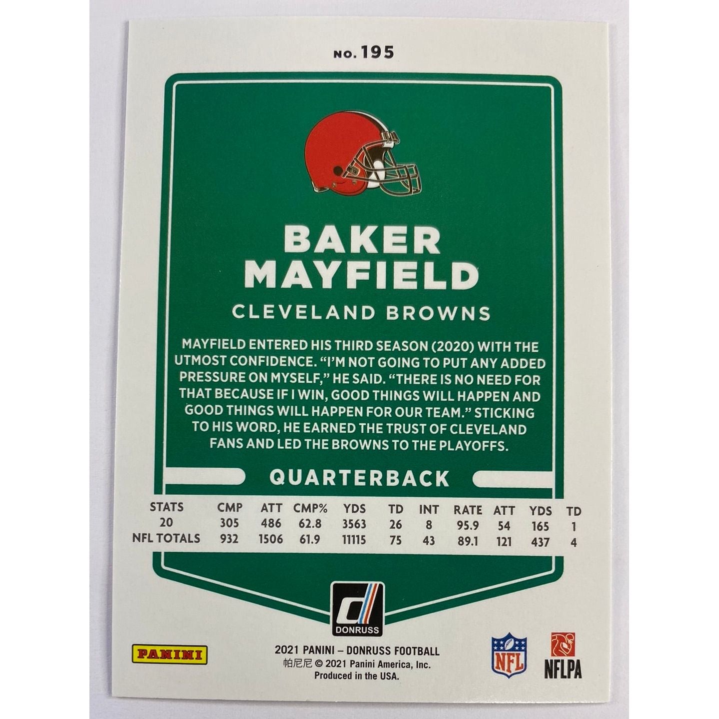 2021 Donruss Baker Mayfield Blue Press Proof