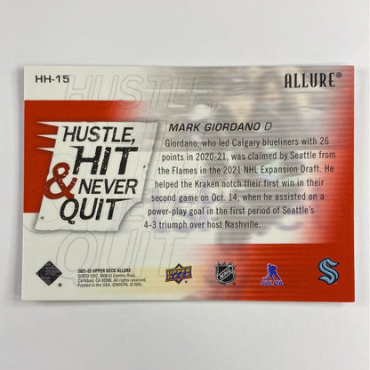 2021-22 Allure Mark Giordano Hustle Hit & Never Quit