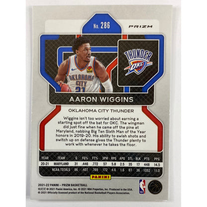 2021-22 Panini Prizm Aaron Wiggins Silver Holo Prizm RC