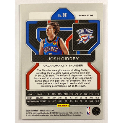 2021-22 Panini Prizm Josh Giddey Silver Hyper Prizm RC