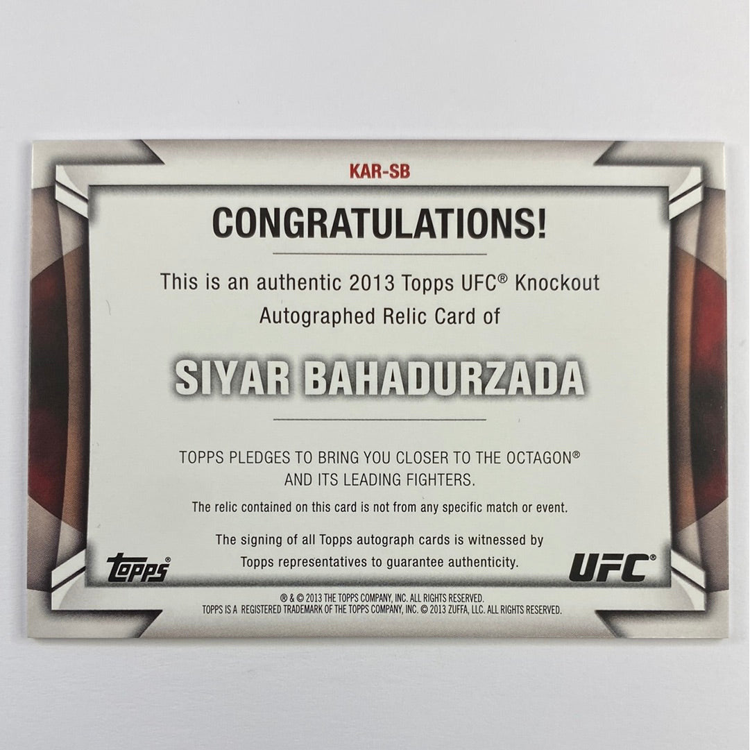 2013 Topps Knockout Siyar Bahadurzada Autographed Relic /399