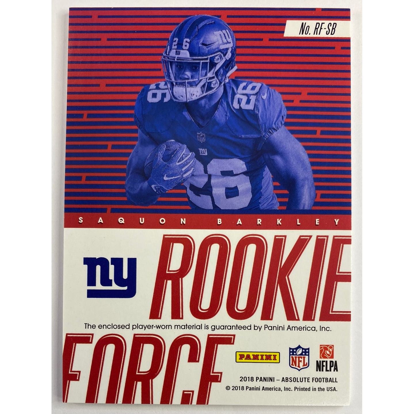 2018 Absolute Saquon Barkley Rookie Force Patch