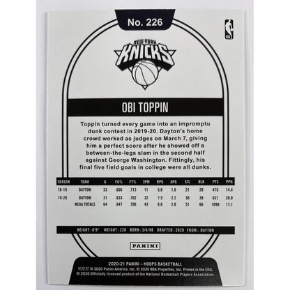 2020-21 Hoops Obi Toppin Teal Explosion RC