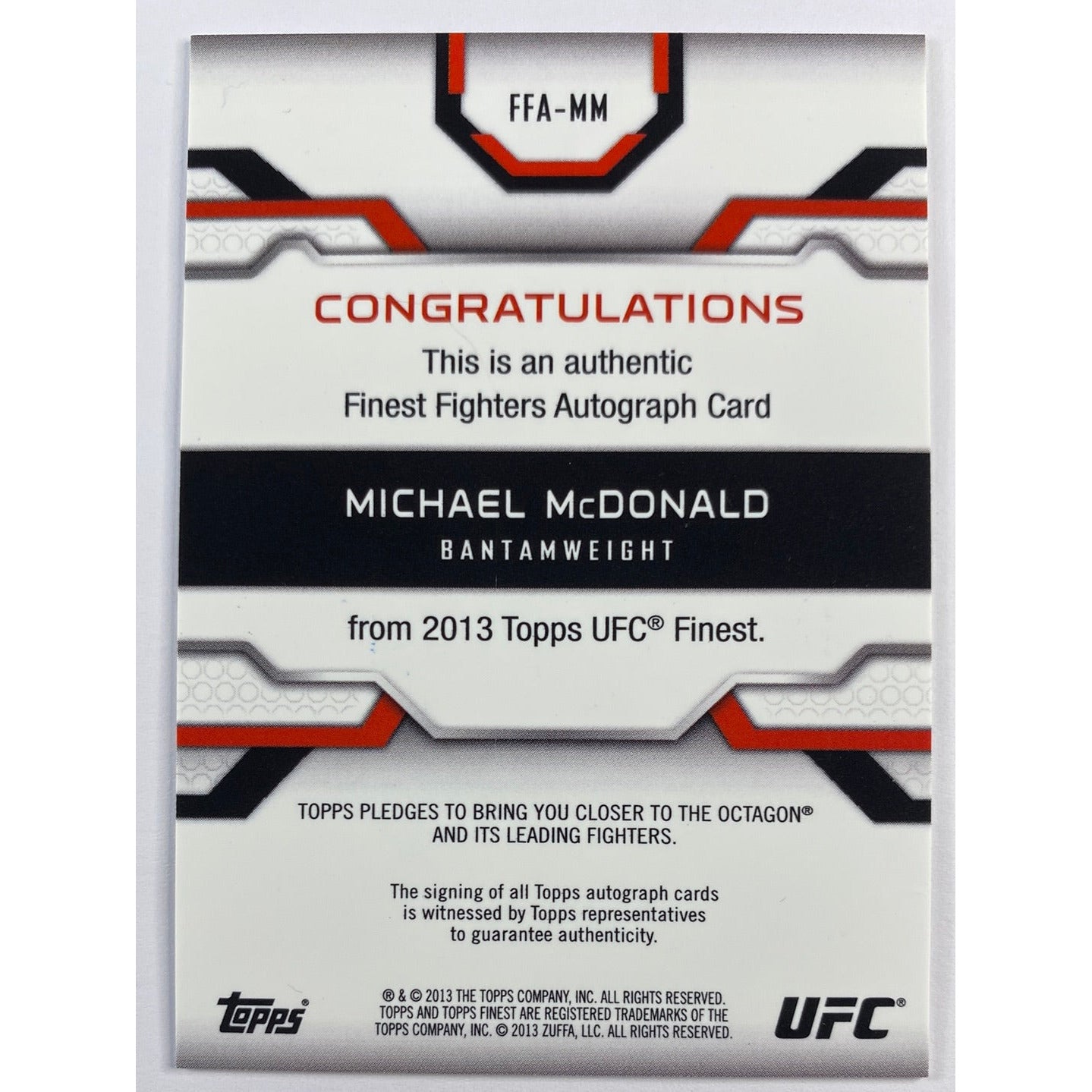 2013 Topps Finest Michael McDonald Finest Fighters Autograph