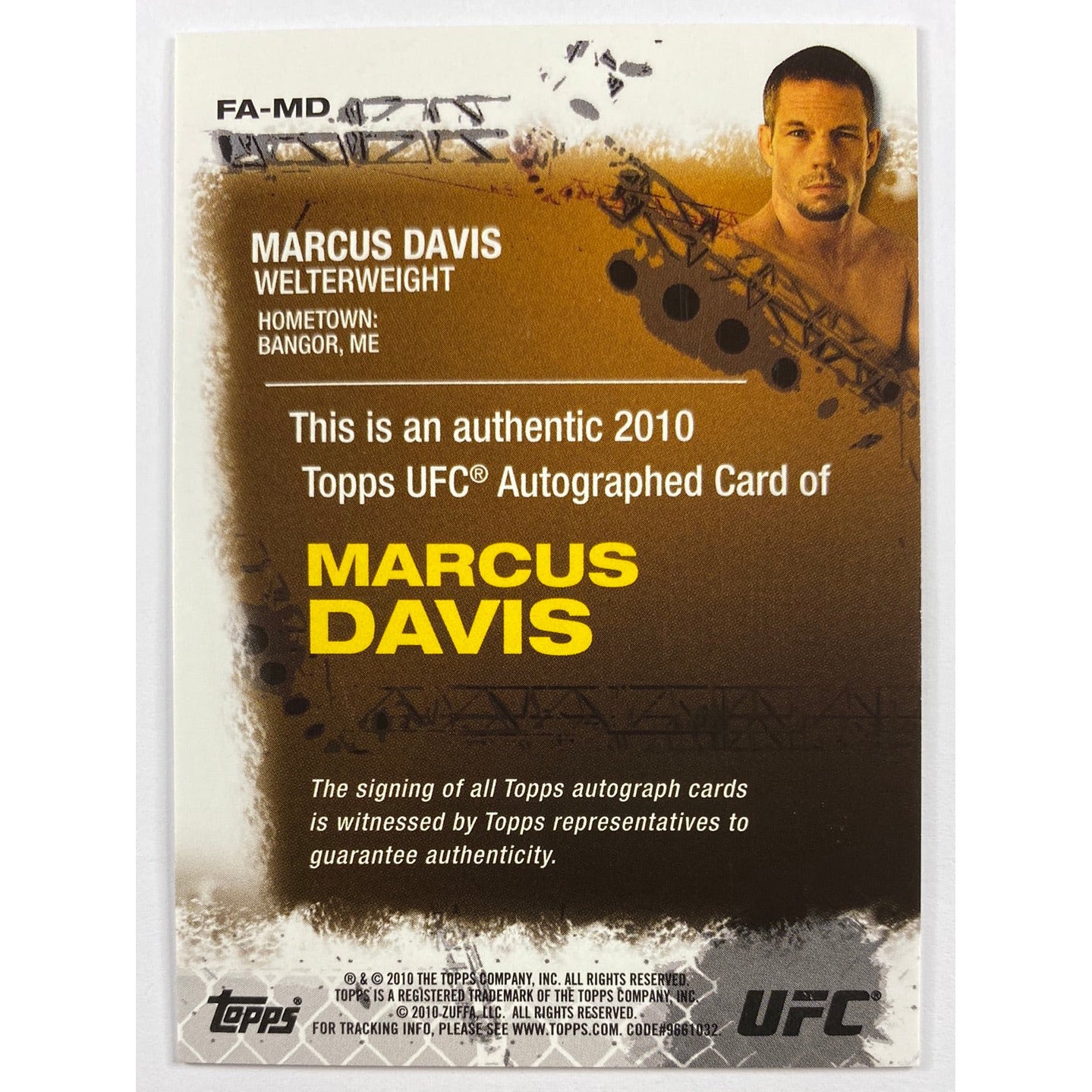 2010 Topps Marcus Davis Auto