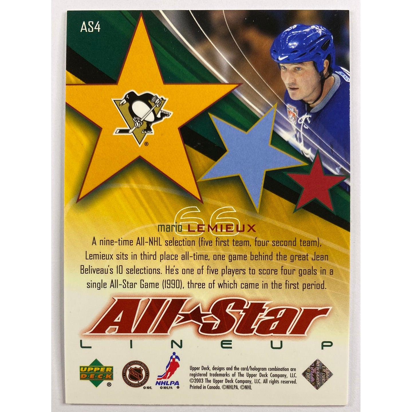 2003-04 Upper Deck Mario Lemieux All Star Lineup