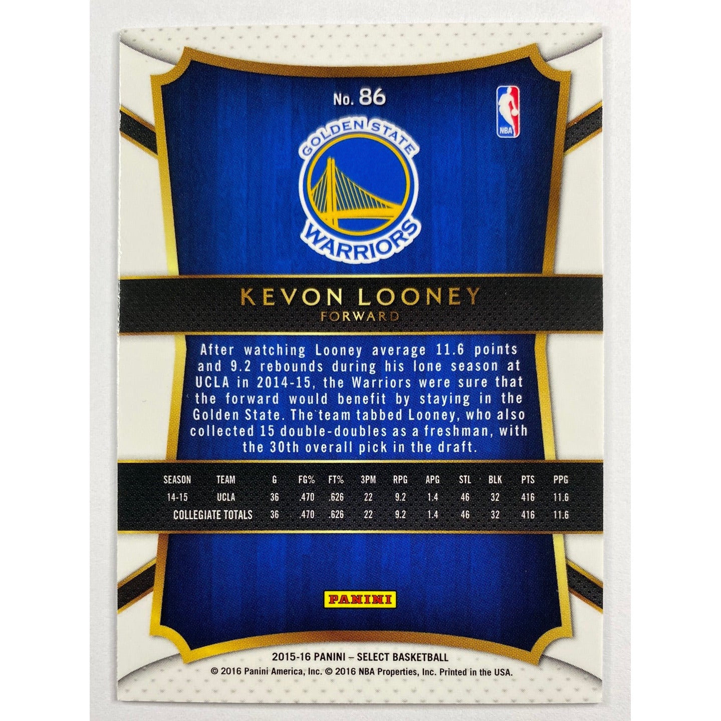 2015-16 Select Kevon Looney RC