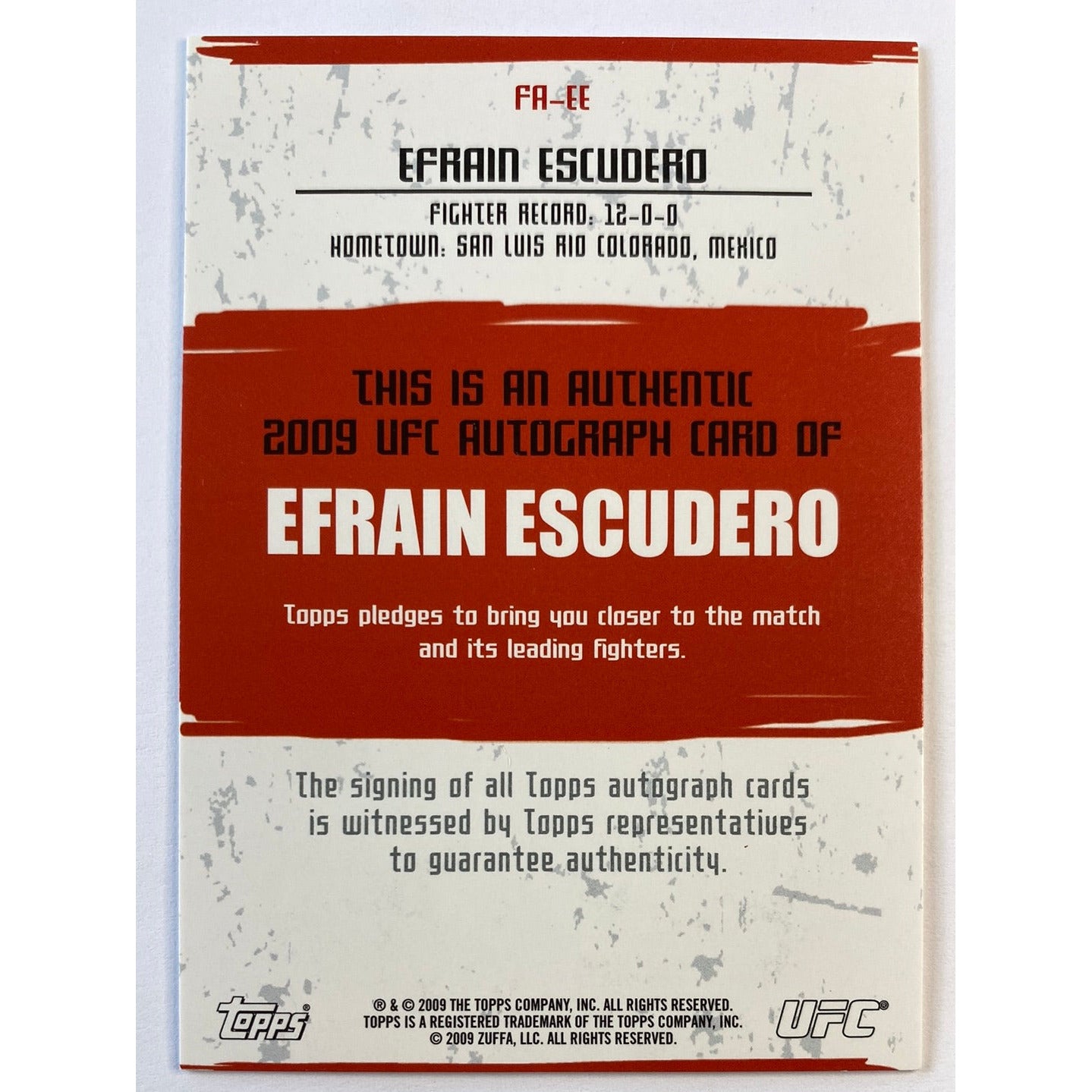 2009 Topps Efrain Escudero Certified Autograph