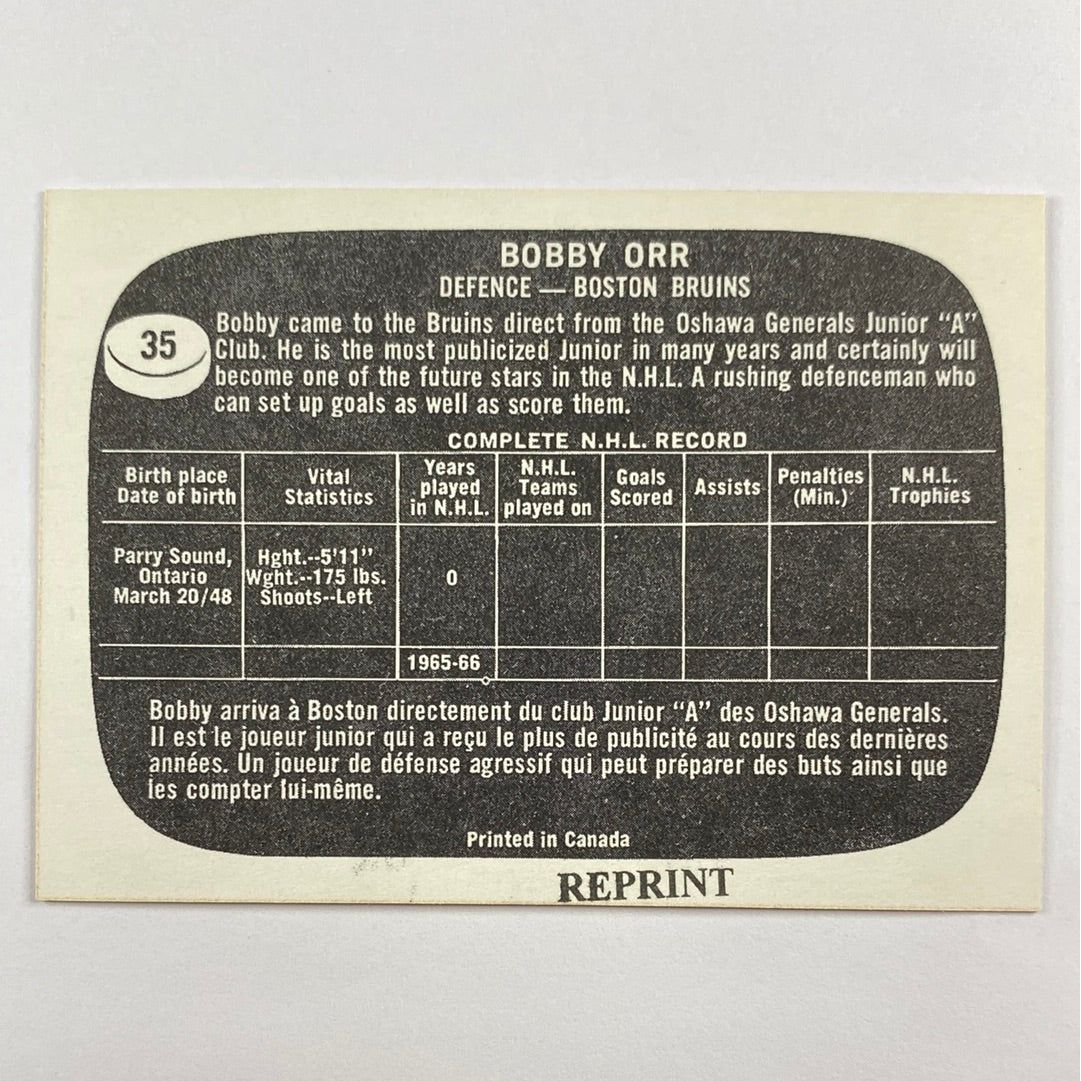 1966-67 Topps Bobby Orr #35 Rookie Reprint